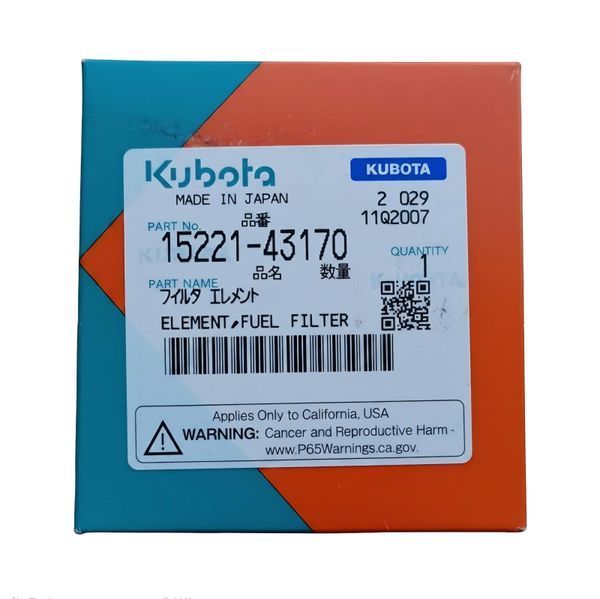 Топливный фильтр Kubota 15221-43170 (оригинал) для мини-экскаваторов Berger Kraus BK1200A BK1200AS BK1500B 20211008171136 фото